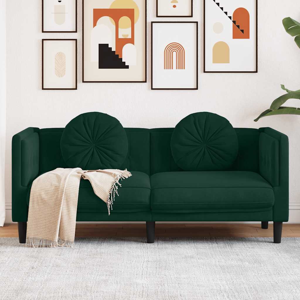 Sofá 2 plazas almohadas y cojines terciopelo gris claro 140 cm