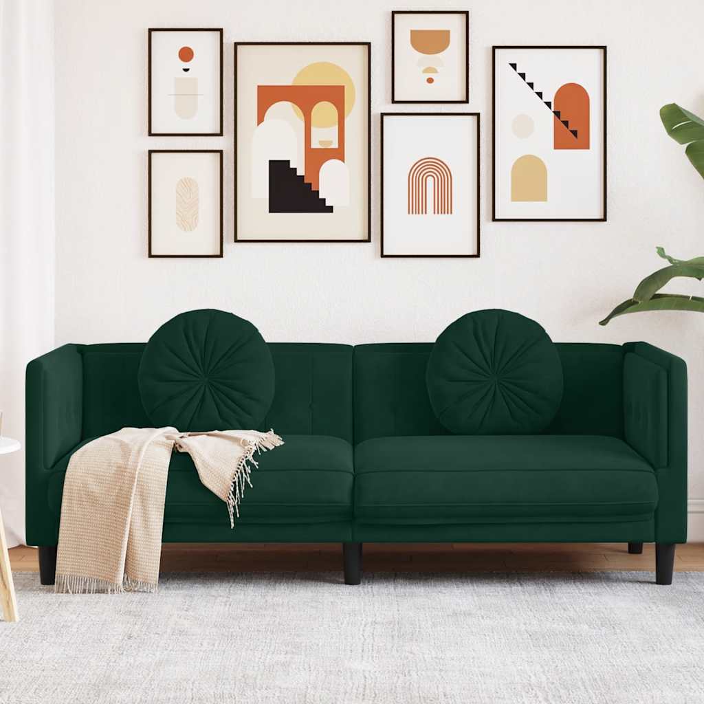 Sofá de 3 lugares Tecido Preto 220x77x82 cm