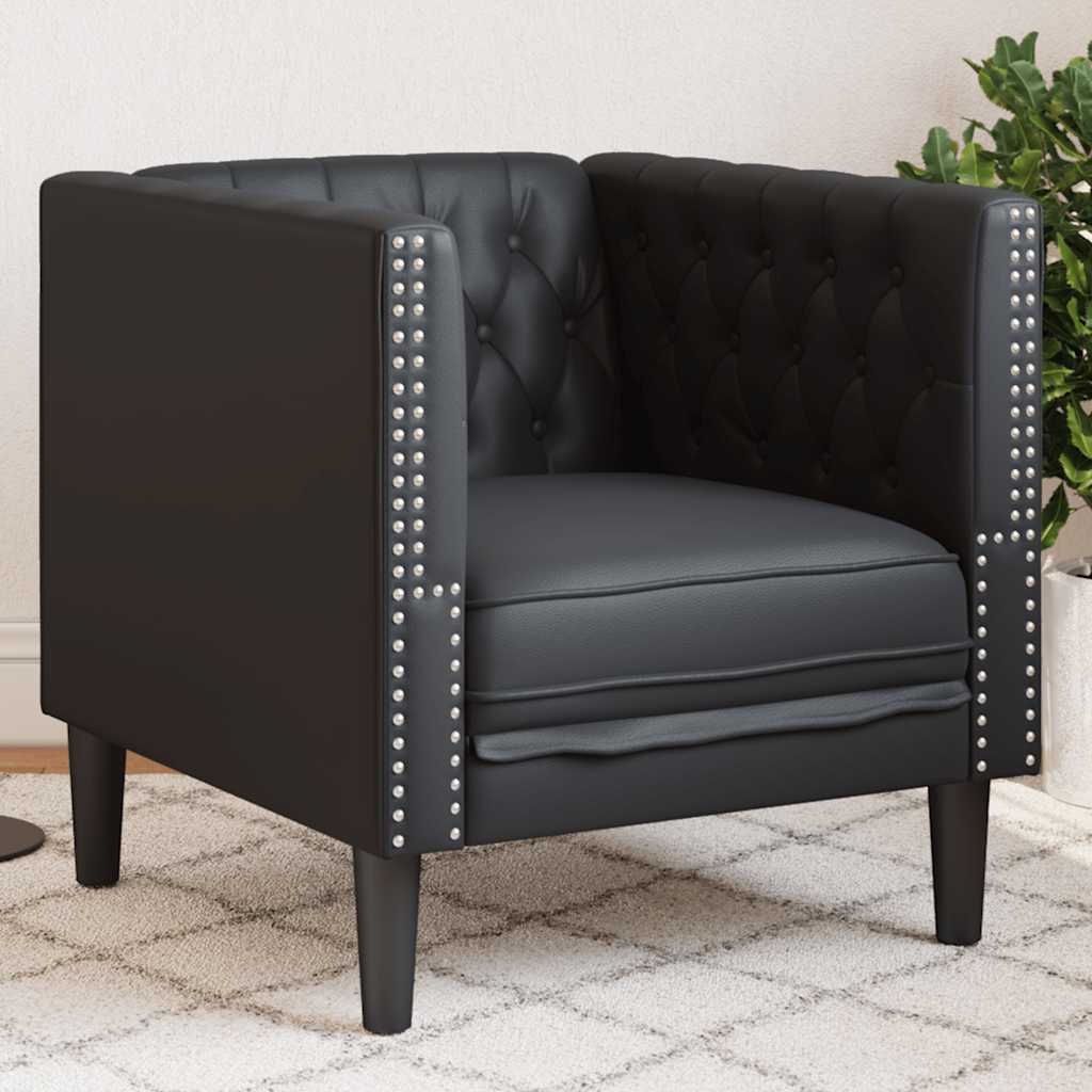Cream White Faux Leather Chesterfield Armchair