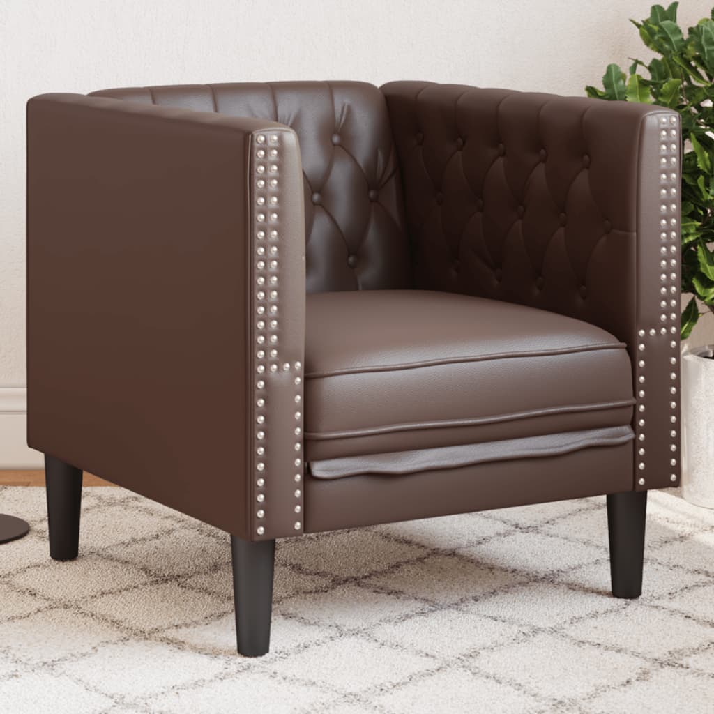 Cream White Faux Leather Chesterfield Armchair