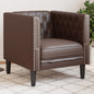 Sillón Chesterfield de cuero artificial blanco crema
