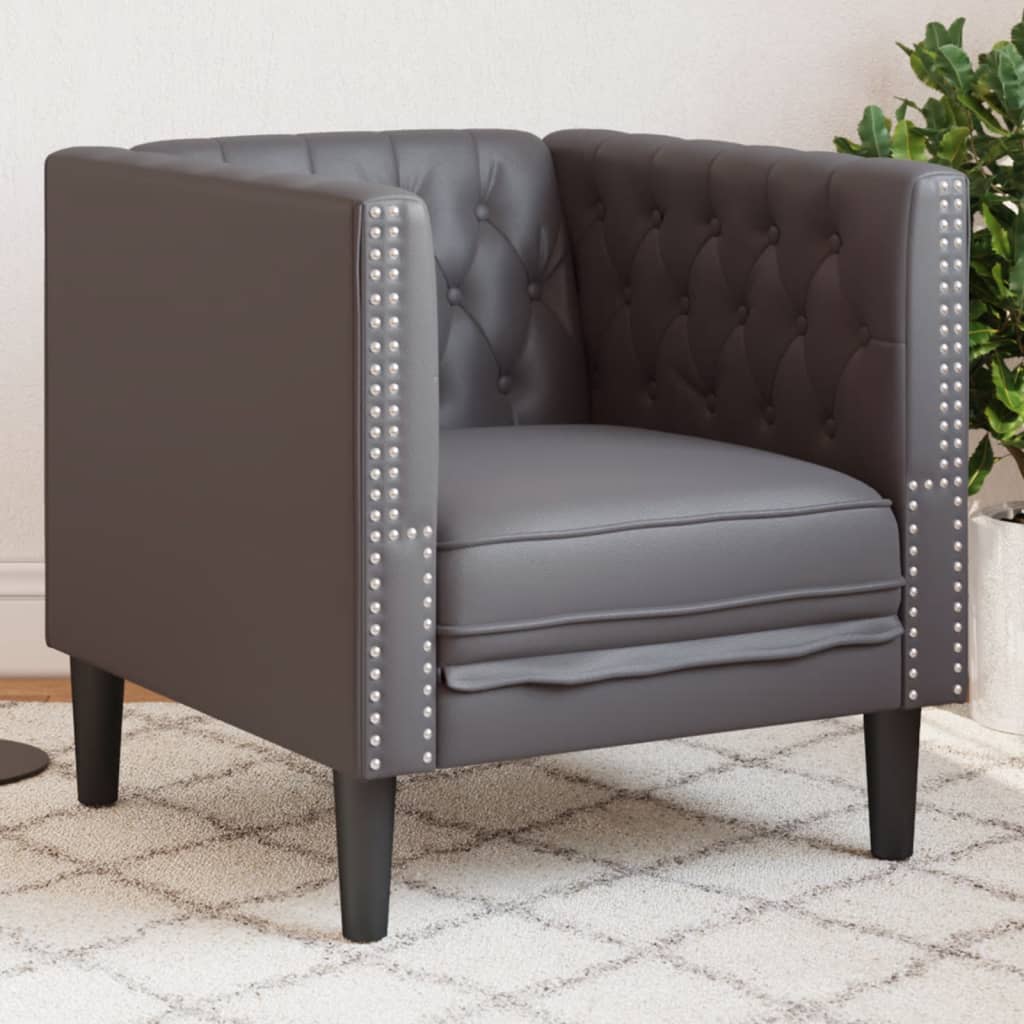 Cream White Faux Leather Chesterfield Armchair