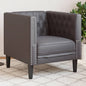 Sillón Chesterfield de cuero artificial blanco crema