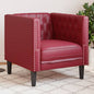 Sillón Chesterfield de cuero artificial blanco crema