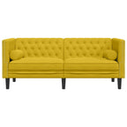 Sofá Chesterfield 2 plazas con cojines terciopelo amarillo