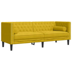 Sofá Chesterfield 3 plazas con cojines terciopelo amarillo