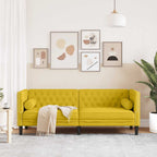 Sofá Chesterfield 3 plazas con cojines terciopelo amarillo