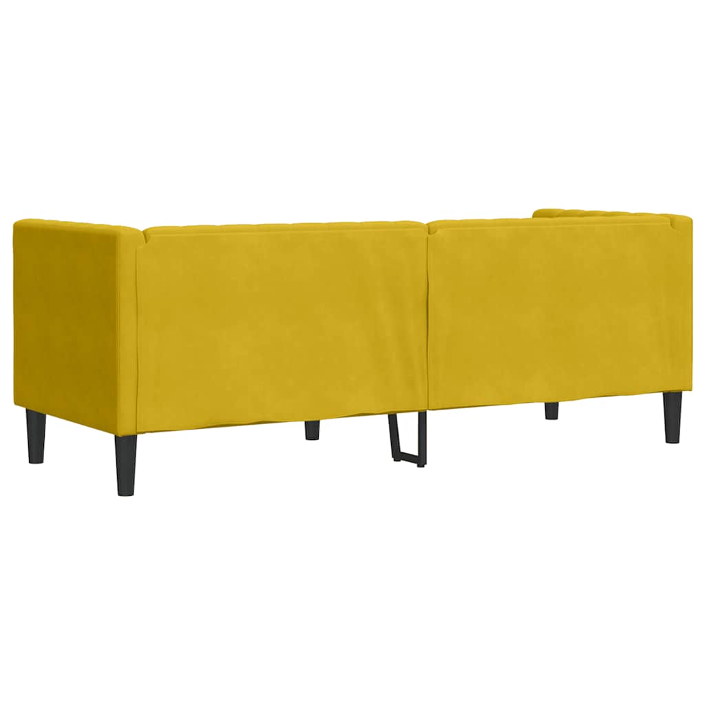 Sofá Chesterfield 3 plazas con cojines terciopelo amarillo