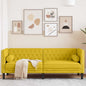Sofá Chesterfield 3 lugares com almofadas de veludo amarelo