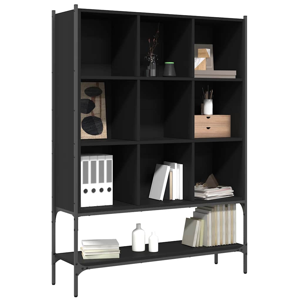 Estantería de madera de ingeniería negra 102x30x141,5 cm