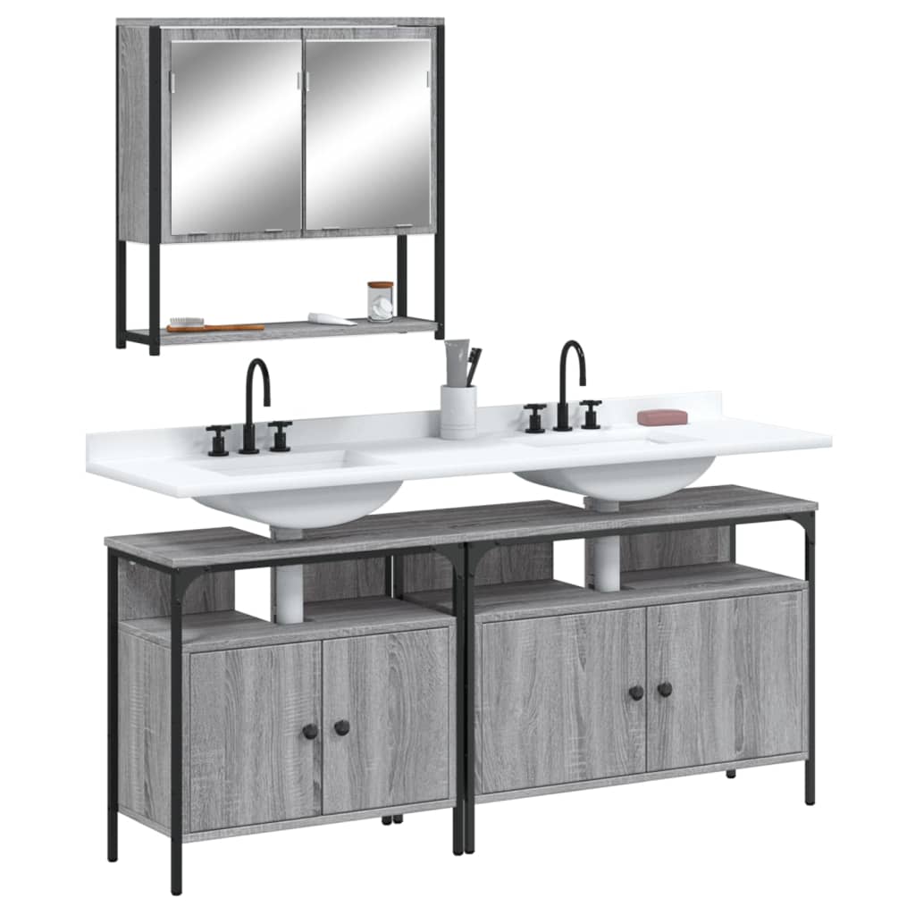Set de muebles de baño 2 pzas madera contrachapada roble Sonoma