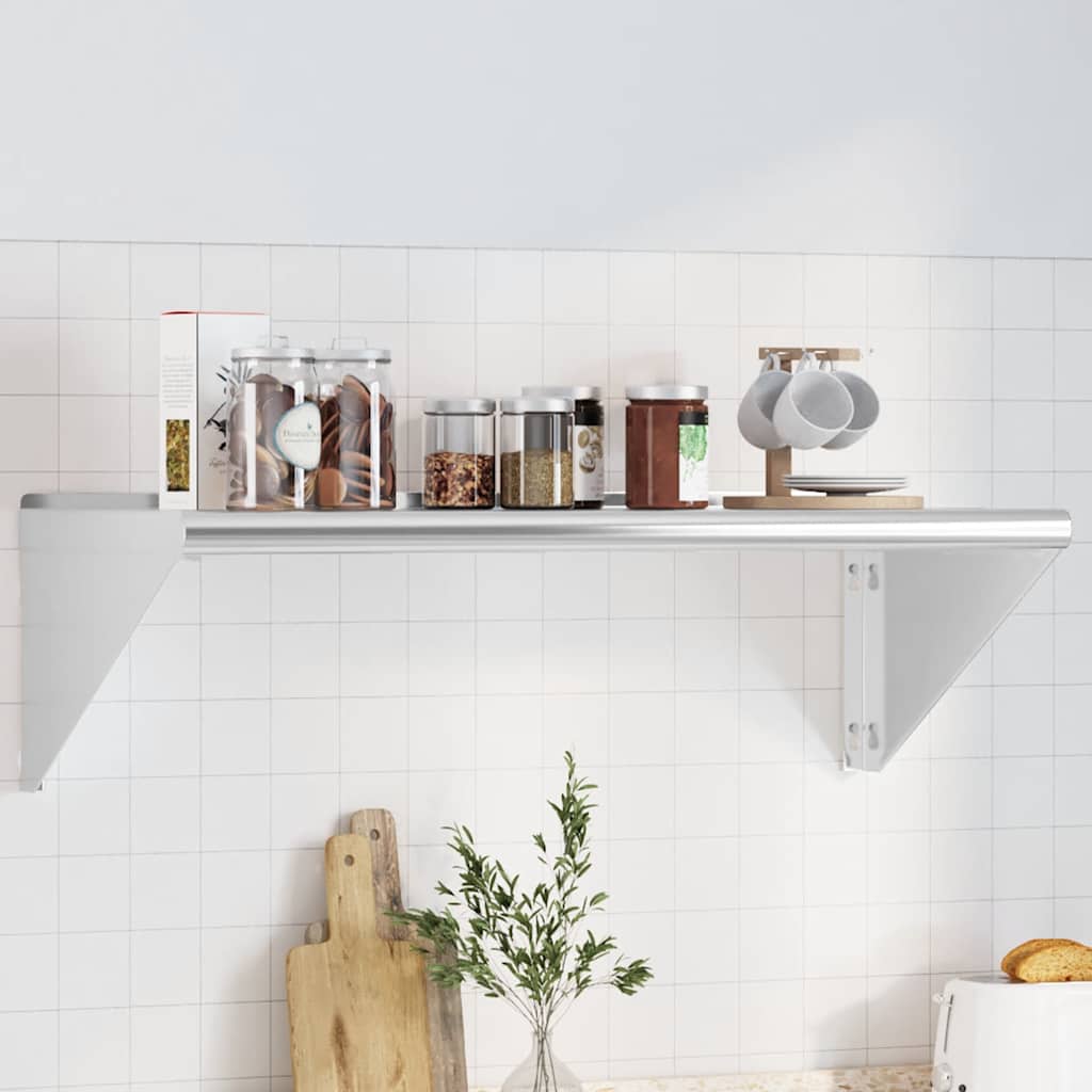 Estante de pared acero inoxidable plateado 100x23,5x60 cm