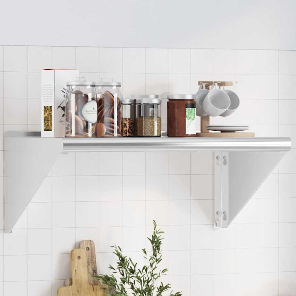 Estante de pared acero inoxidable plateado 100x23,5x60 cm
