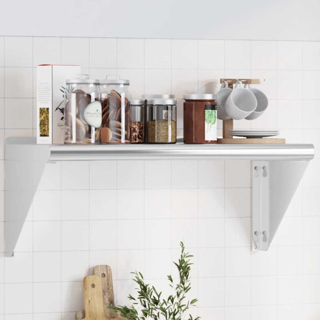 Estante de pared acero inoxidable plateado 100x23,5x60 cm