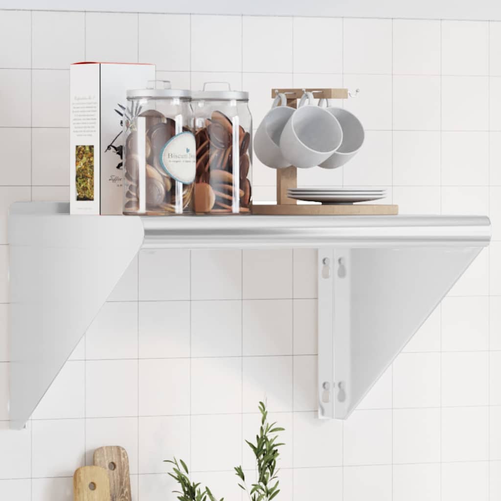 Estante de pared acero inoxidable plateado 100x23,5x60 cm