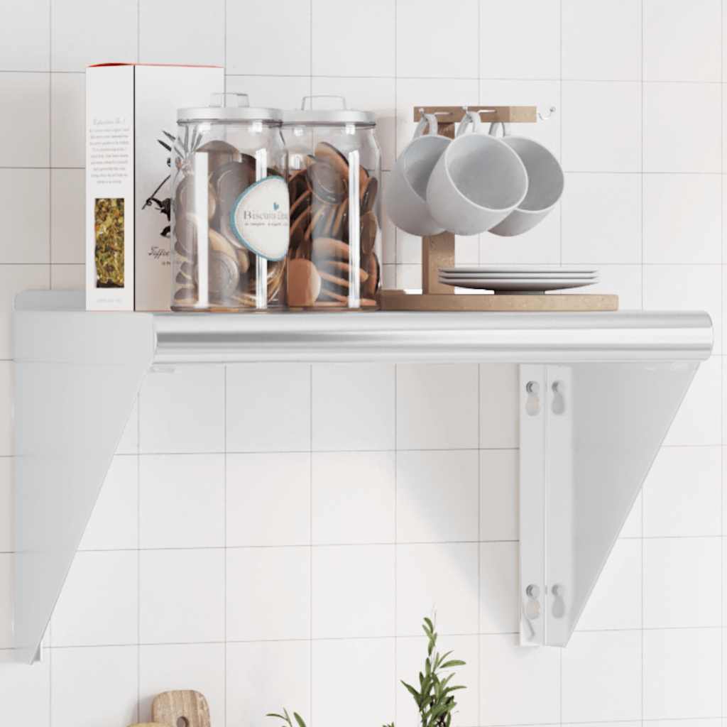 Estante de pared acero inoxidable plateado 100x23,5x60 cm