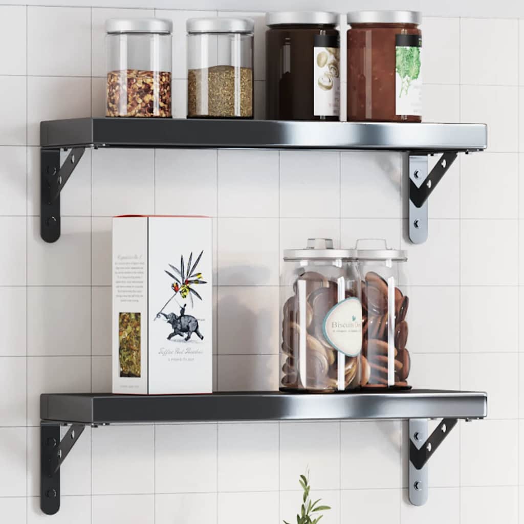 Shelf brackets 4 pcs stainless steel 23.5x2.5x15.5 cm
