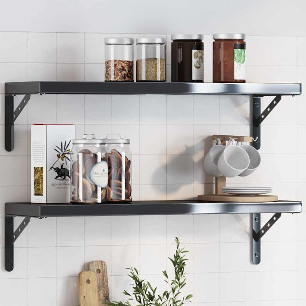 Shelf brackets 4 pcs stainless steel 23.5x2.5x15.5 cm