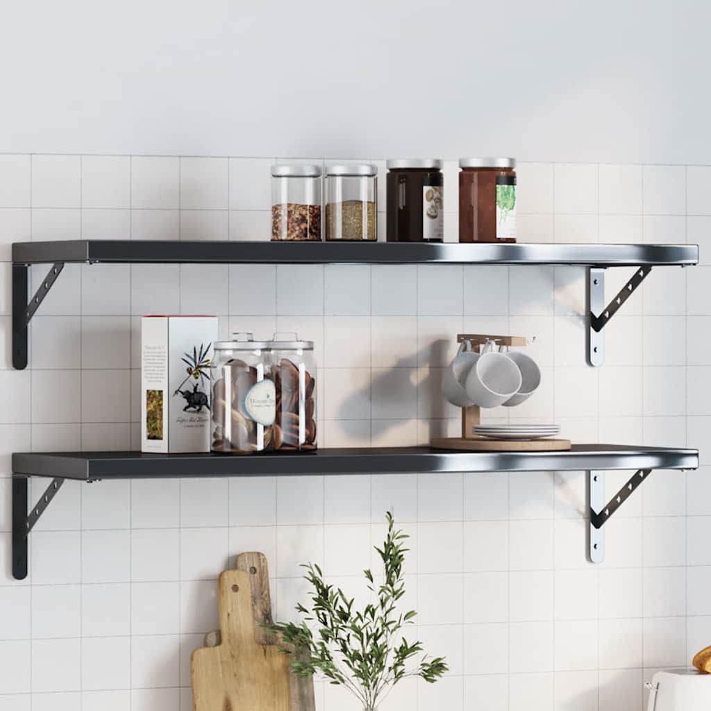 Shelf brackets 4 pcs stainless steel 23.5x2.5x15.5 cm