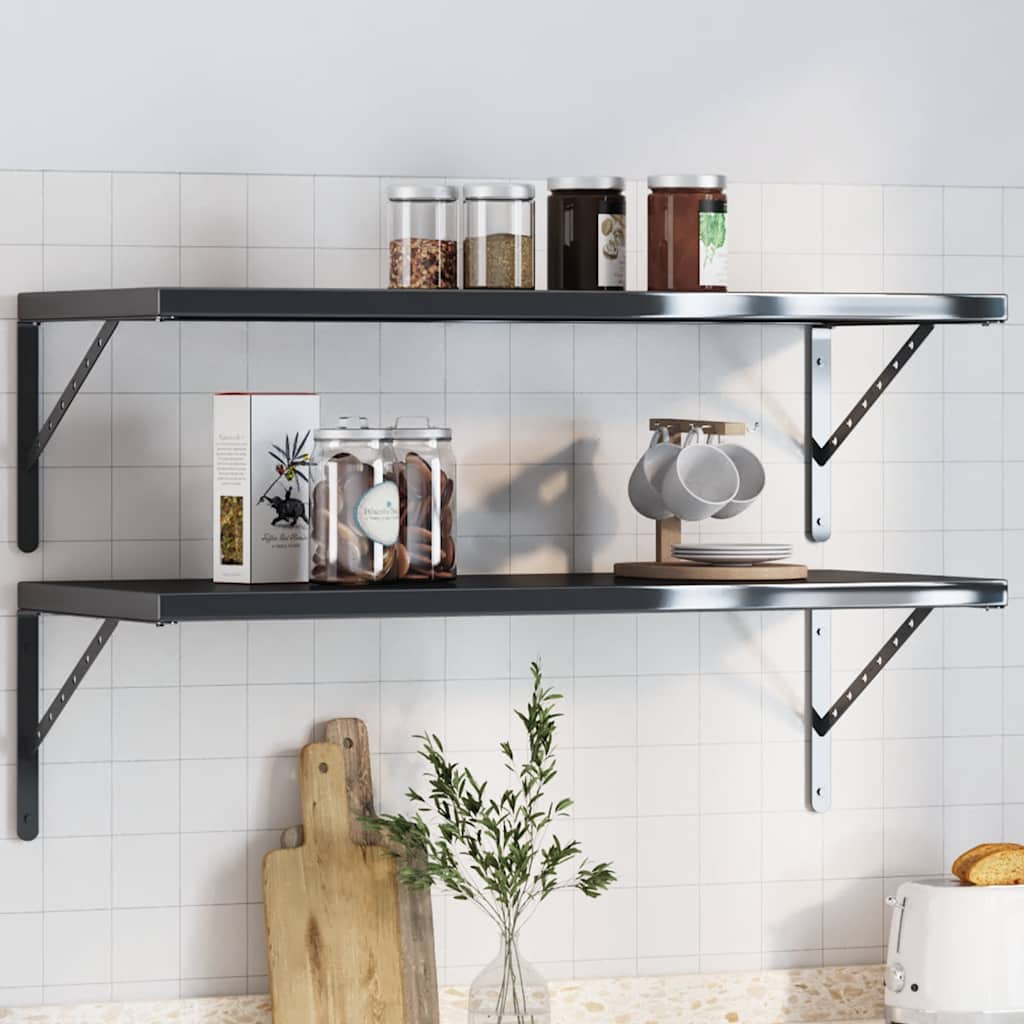Shelf brackets 4 pcs stainless steel 23.5x2.5x15.5 cm