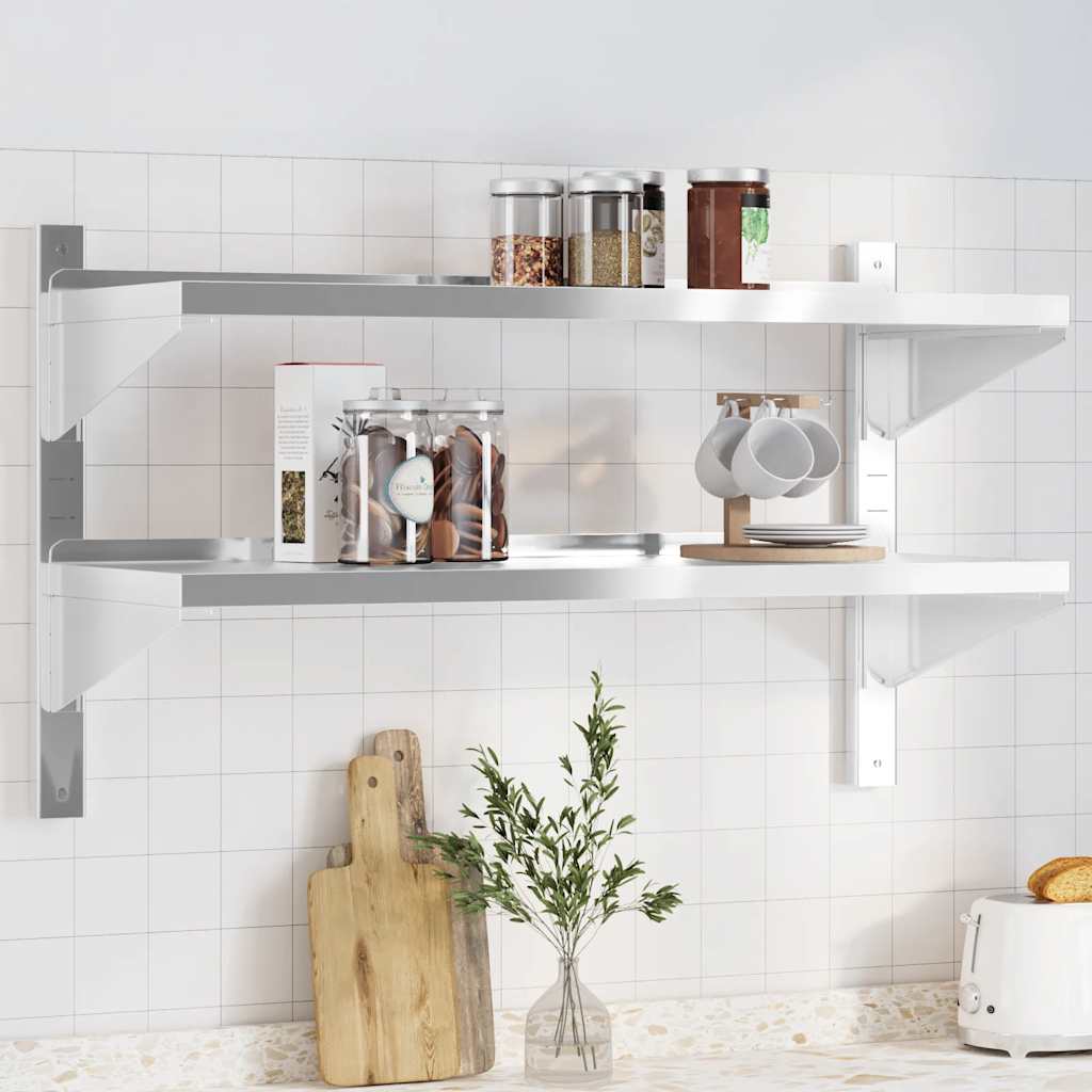 Estante de pared acero inoxidable plateado 100x23,5x60 cm