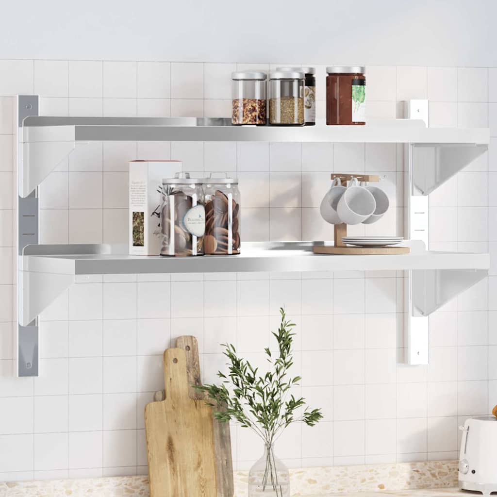 Estante de pared acero inoxidable plateado 100x23,5x60 cm