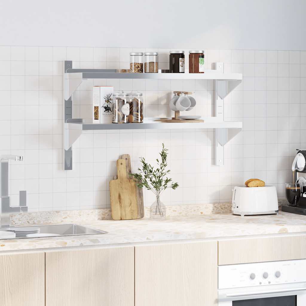 Estante de pared acero inoxidable plateado 100x23,5x60 cm