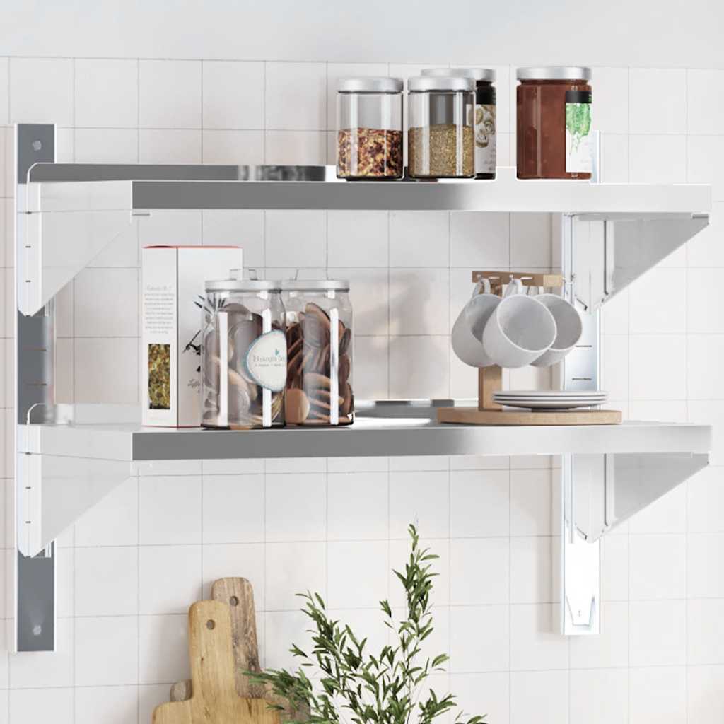 Estante de pared acero inoxidable plateado 100x23,5x60 cm