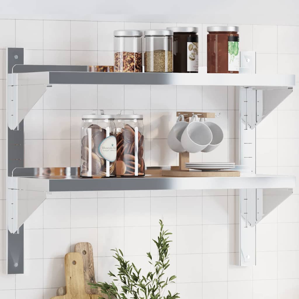 Estante de pared acero inoxidable plateado 100x23,5x60 cm