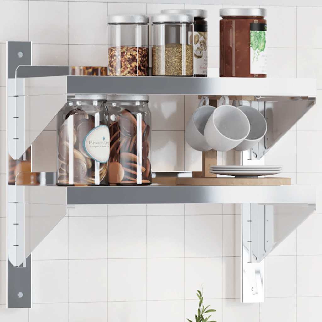 Estante de pared acero inoxidable plateado 100x23,5x60 cm