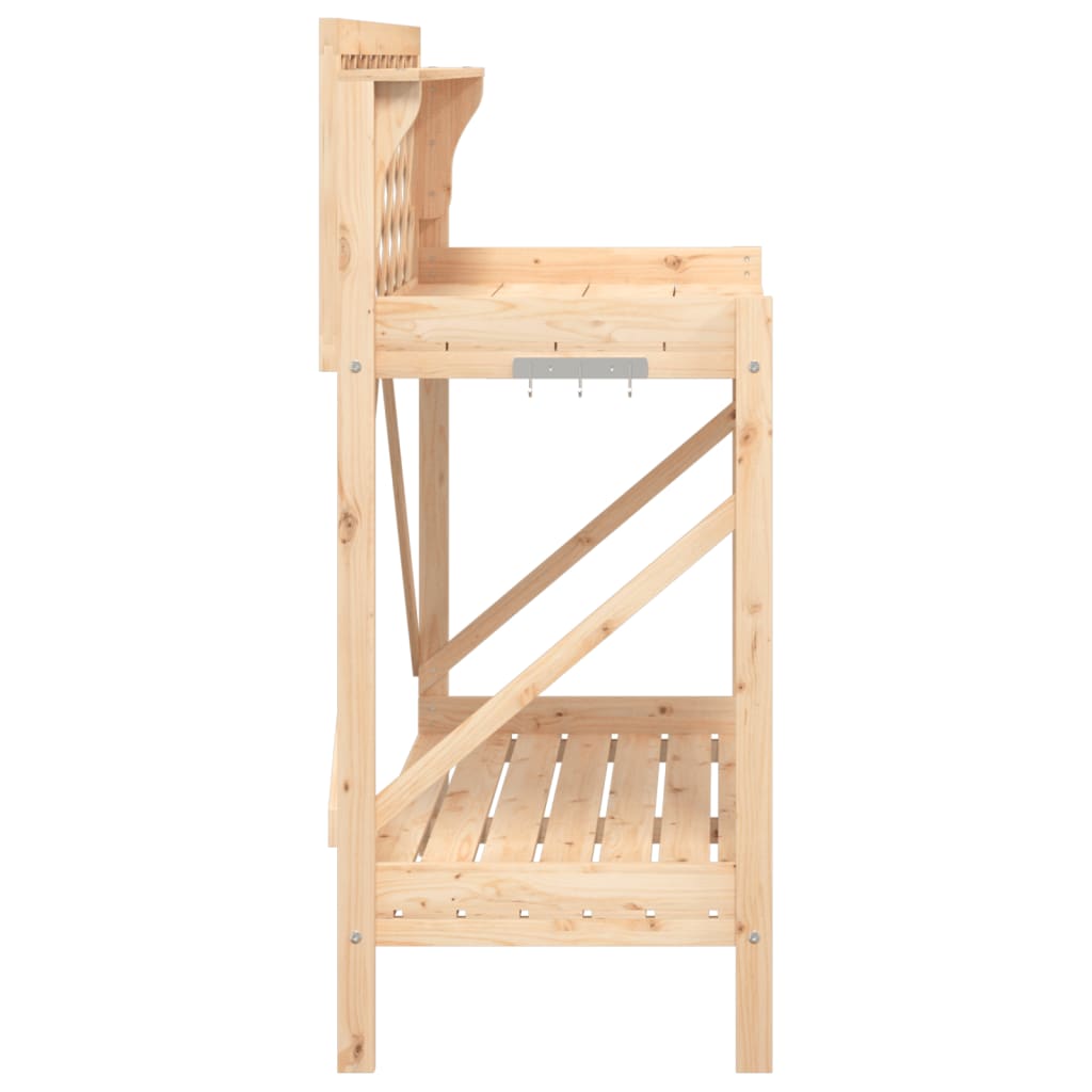Banco para macetas con enrejado de madera maciza de abeto