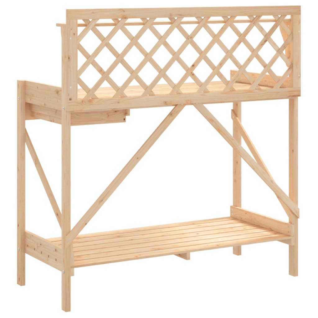 Banco para macetas con enrejado de madera maciza de abeto