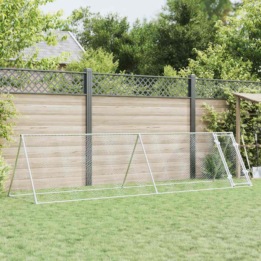 Chicken coop galvanized steel silver 300x105x120 cm