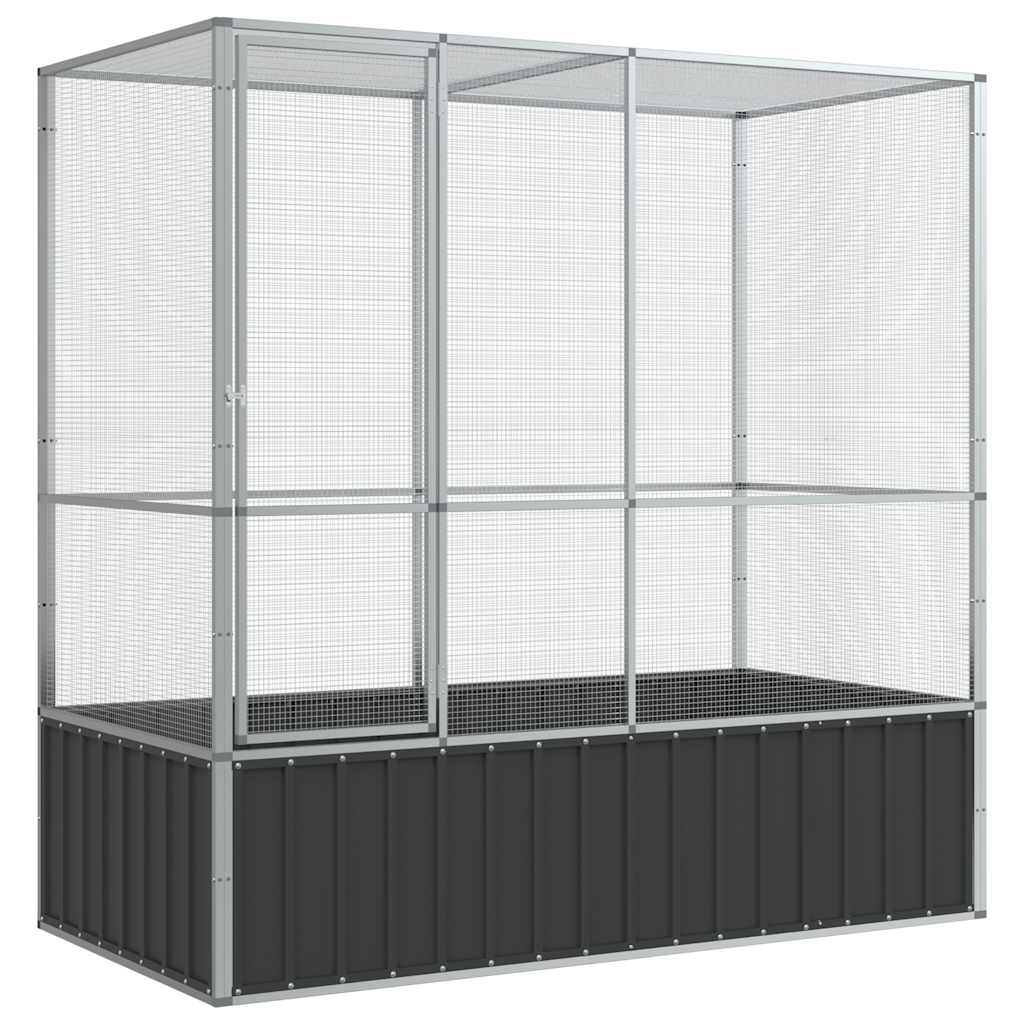 Pajarera de acero color plateado 210,5x107x212 m