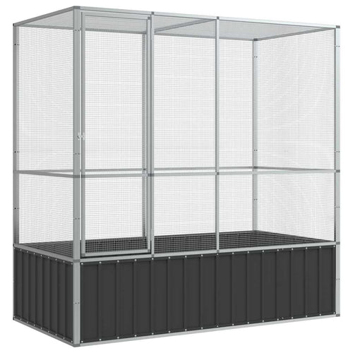 Pajarera de acero color plateado 210,5x107x212 m