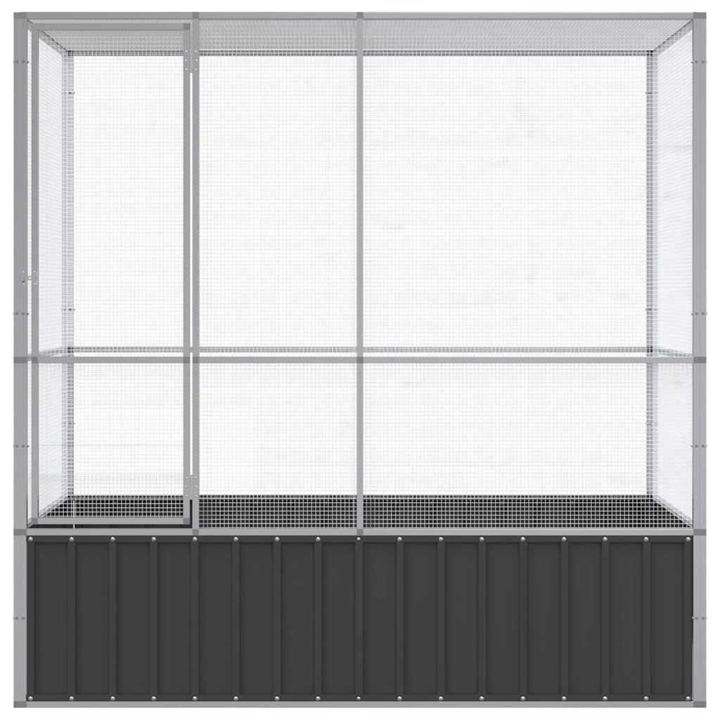 Pajarera de acero color plateado 210,5x107x212 m
