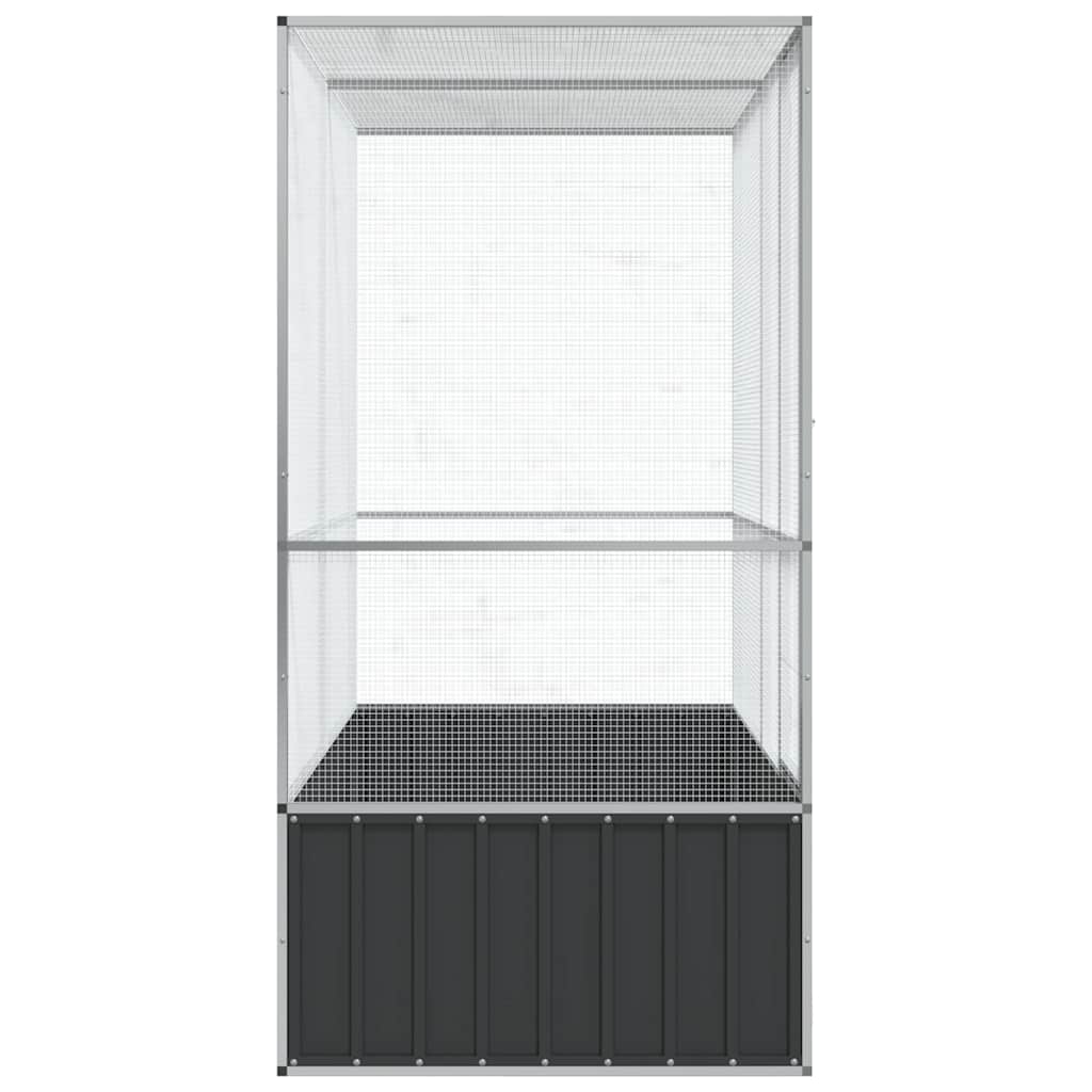 Pajarera de acero color plateado 210,5x107x212 m