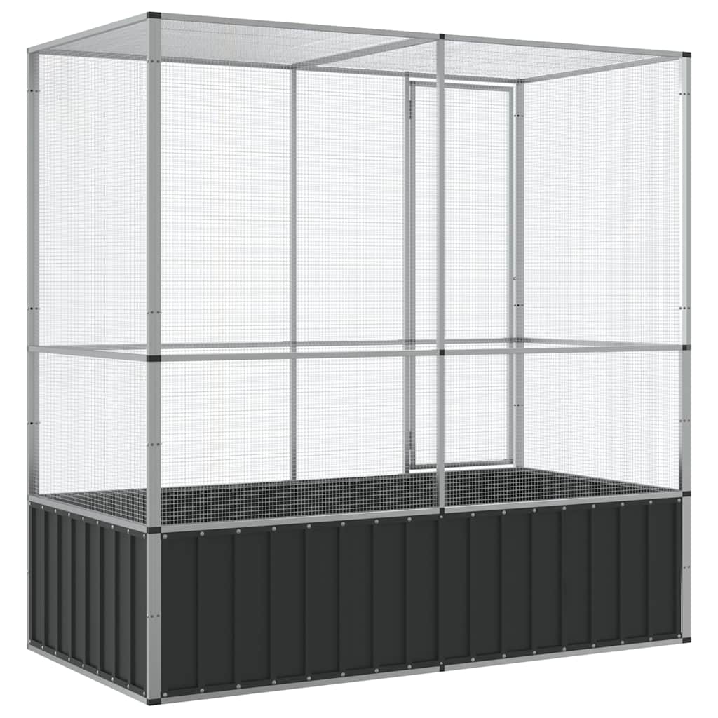 Pajarera de acero color plateado 210,5x107x212 m