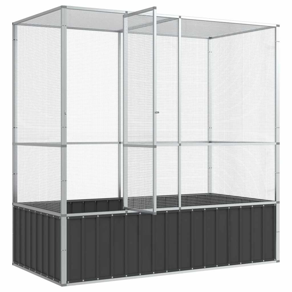 Pajarera de acero color plateado 210,5x107x212 m