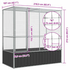Pajarera de acero color plateado 210,5x107x212 m