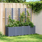 Jardinera con enrejado PP azul gris 120x40x142 cm