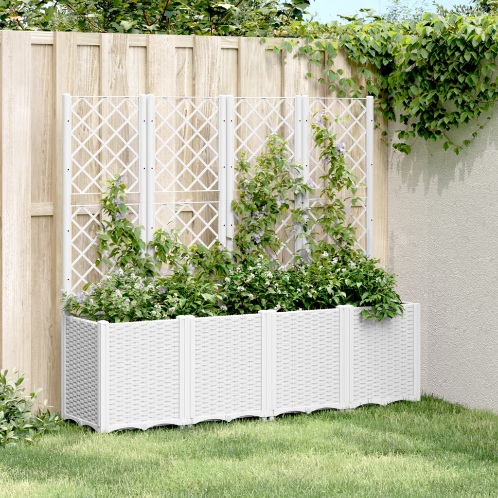 Jardinera con enrejado PP azul gris 120x40x142 cm