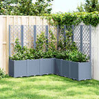 Jardinera con enrejado PP azul gris 120x40x142 cm