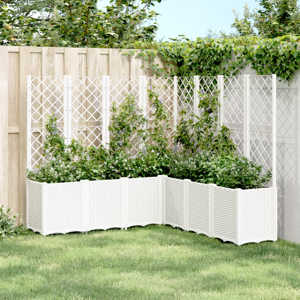 Jardinera con enrejado PP azul gris 120x40x142 cm