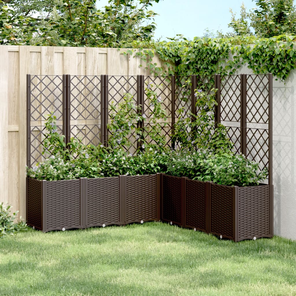 Jardinera con enrejado PP azul gris 120x40x142 cm