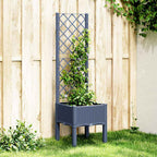 Jardinera con enrejado PP azul gris 120x40x142 cm