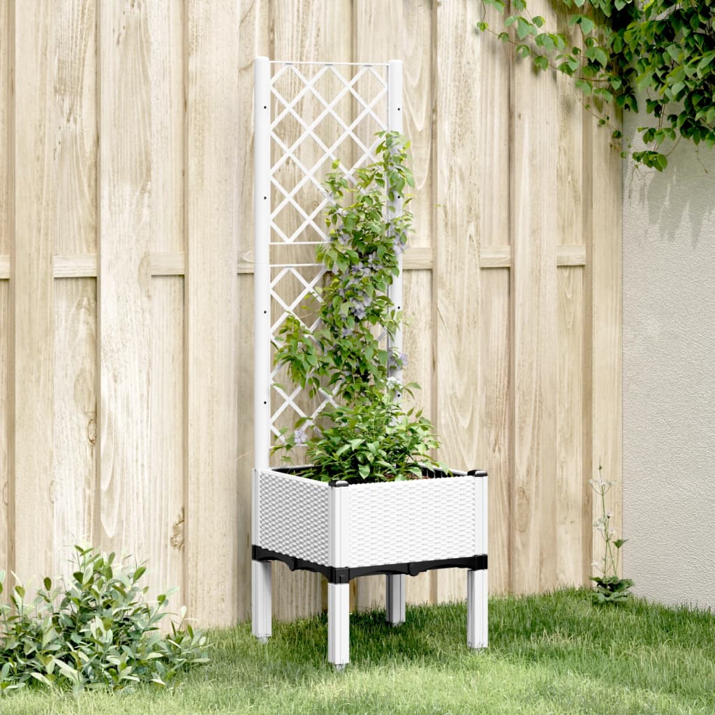 Jardinera con enrejado PP azul gris 120x40x142 cm