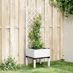 Jardinera con enrejado PP azul gris 120x40x142 cm