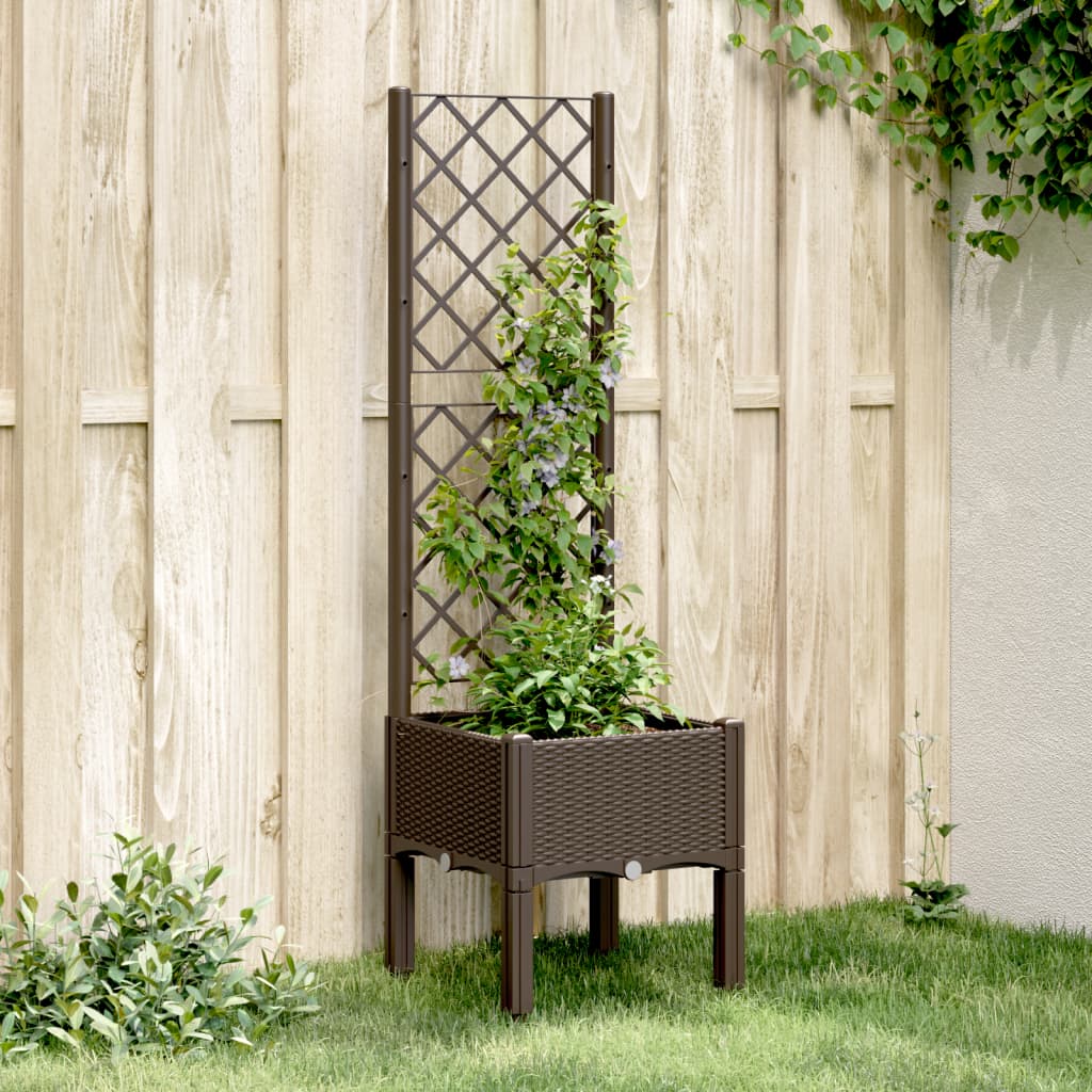 Jardinera con enrejado PP azul gris 120x40x142 cm