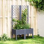 Jardinera con enrejado PP azul gris 120x40x142 cm